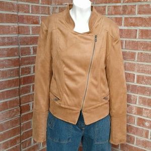 Robert Rodriguez Camel Tan Faux Suede Moto Jacket